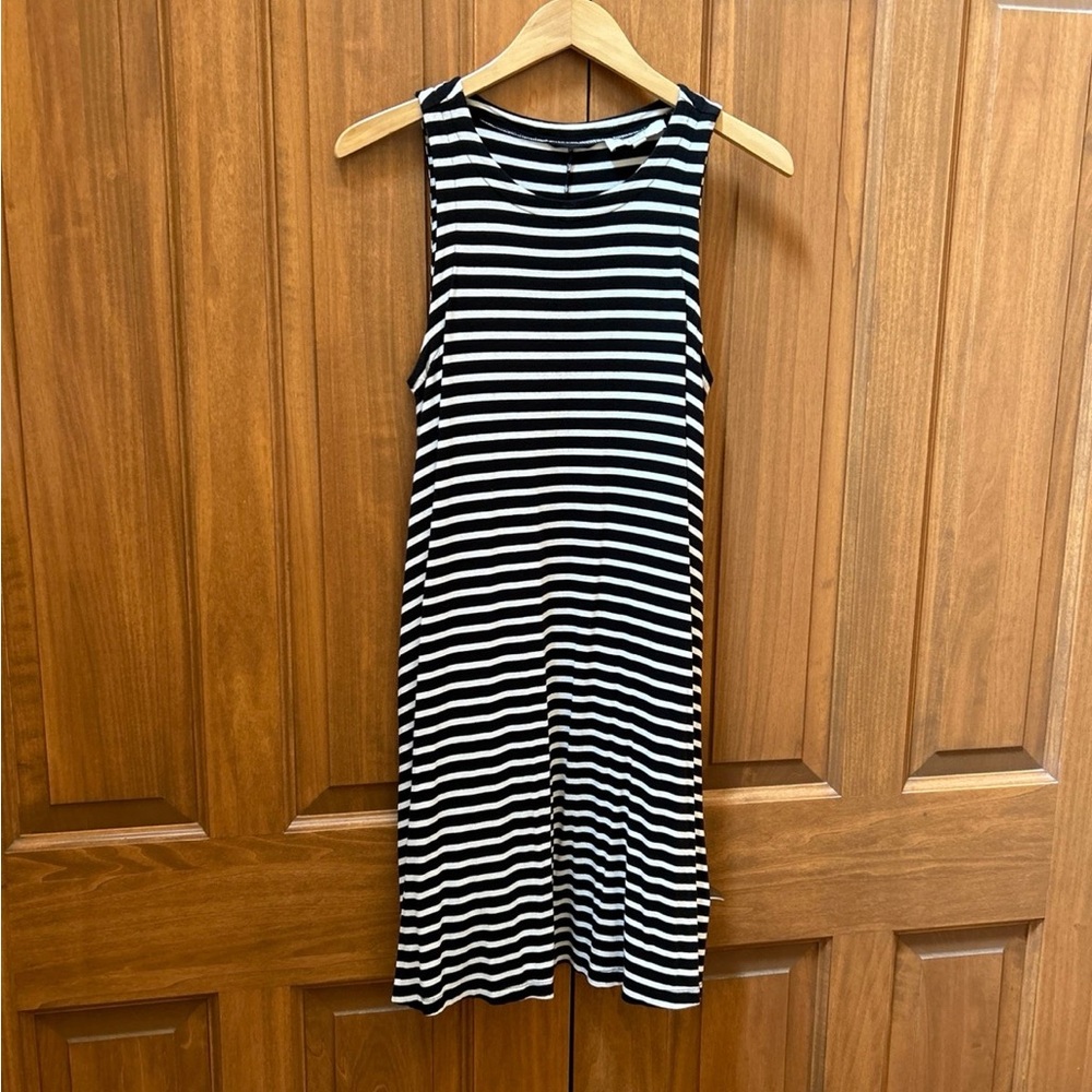 Loft black & white striped dress size medium